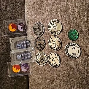 Pokemon TCG Coin Lot and Dice Rayquaza Pikachu Eevee